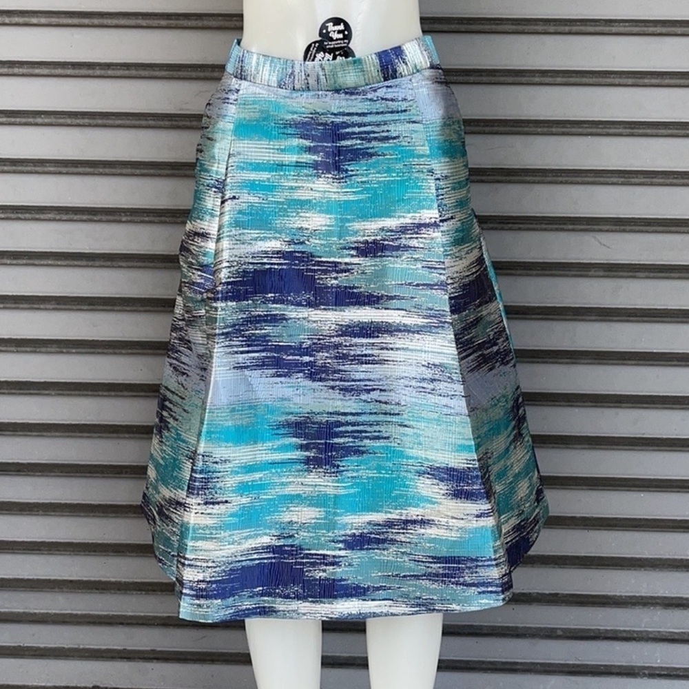 Ava Lea Couture Chic Blue and Silver A-Line Skirt Size S